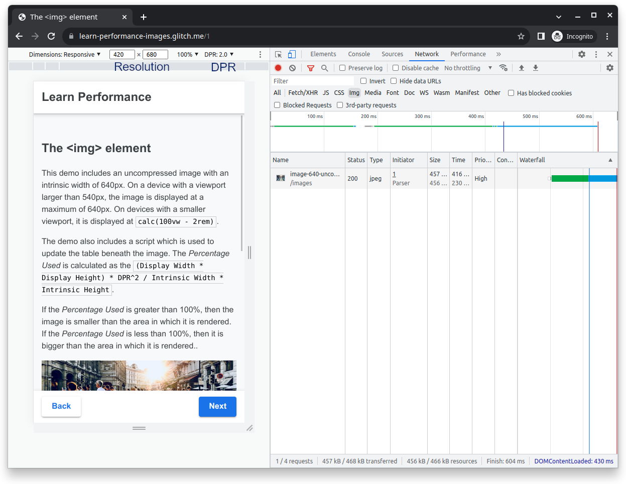 Screenshot of Chrome DevTools Responsive Mode.